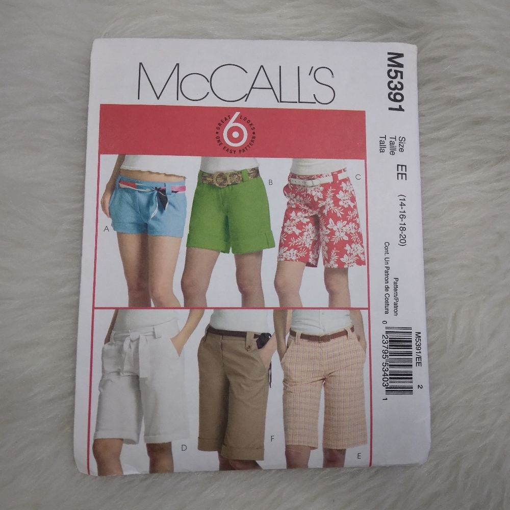 MCCALL'S M5391 Sz 14-20 Misses Shorts In  Lenths With Belt